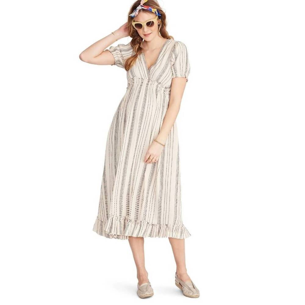 NEW HATCH women's amelia cotton gauze maternity dress in beige